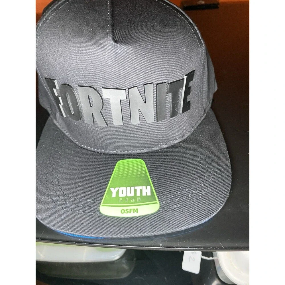 NWT Fortnite Youth Snapback Hat Black Blue Berkshire Fashions OSFM Epic Games